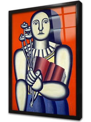 Tablosan Woman With A Book Çerçeveli Cam Tablo