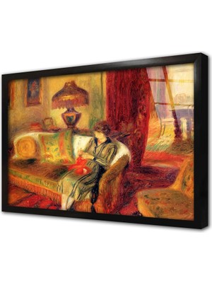 Tablosan The Artists Wife Knitting Çerçeveli Cam Tablo