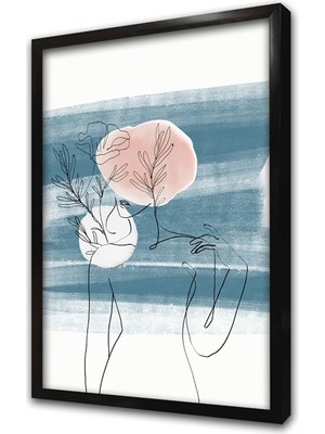 Tablosan Line Art Kadın Çerçeveli Mdf Tablo