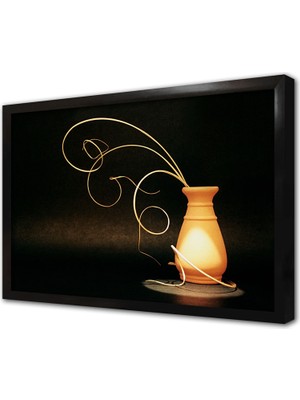 Tablosan Vazoda Çiçek Dalları Çerçeveli Mdf Tablo