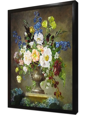 Tablosan Vazoda Çiçekler Çerçeveli Mdf Tablo