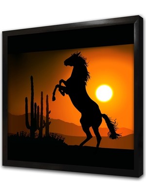 Tablosan Şaha Kalkmış At Çerçeveli Mdf Tablo