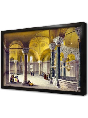 Tablosan Osmanlı Zamanı Ayasofya Camii Çerçeveli Mdf Tablo