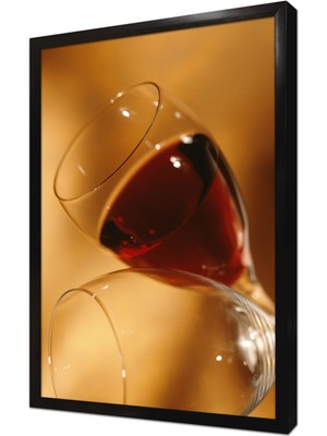 Tablosan Şarap Kadeh Çerçeveli Mdf Tablo