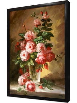 Tablosan Vazoda Güller Çerçeveli Mdf Tablo