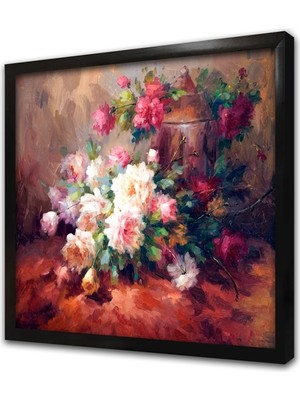 Tablosan Vazoda Çiçekler Çerçeveli Mdf Tablo