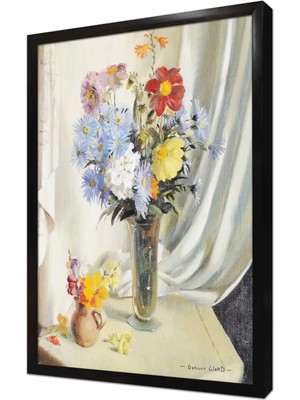 Tablosan Vazoda Çiçekler Çerçeveli Mdf Tablo