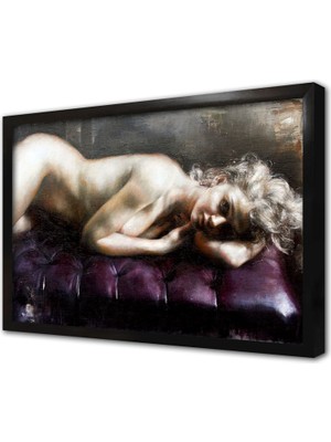 Tablosan Uzanmış Çıplak Kadın Çerçeveli Mdf Tablo