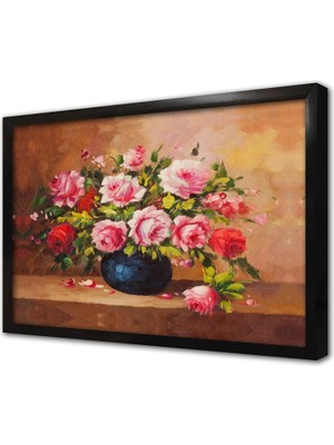 Tablosan Vazoda Güller Çerçeveli Mdf Tablo