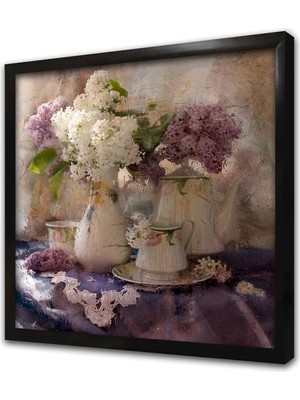 Tablosan Vazoda Çiçekler Çerçeveli Mdf Tablo