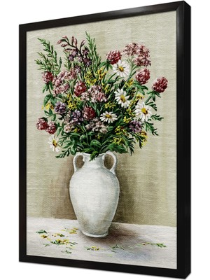 Tablosan Vazoda Çiçekler Çerçeveli Mdf Tablo