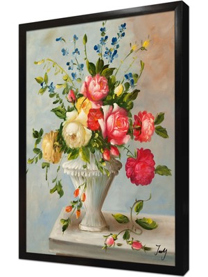 Tablosan Vazoda Güller Çerçeveli Mdf Tablo