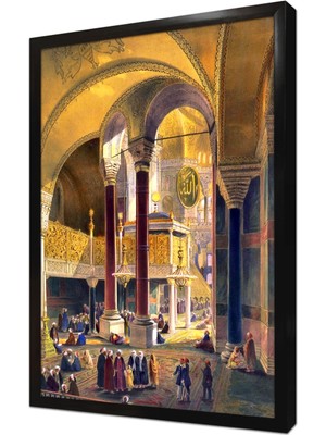 Tablosan Osmanlı Zamanı Ayasofya Camii Çerçeveli Mdf Tablo