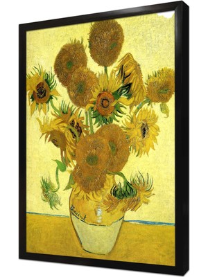 Tablosan Vazoda Günebakan Çiçekleri Çerçeveli Mdf Tablo