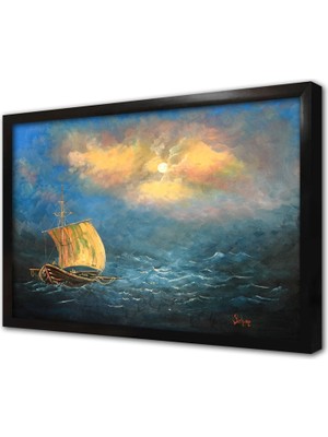 Tablosan Yelkenli Tekne Çerçeveli Mdf Tablo