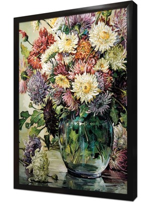 Tablosan Vazoda Çiçekler Çerçeveli Mdf Tablo