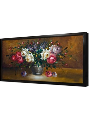 Tablosan Vazoda Güller Çerçeveli Mdf Tablo