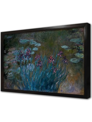 Tablosan Su Bahçelerinde Çiçekler Çerçeveli Mdf Tablo