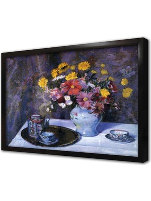 Tablosan Vazoda Çiçekler Çerçeveli Mdf Tablo