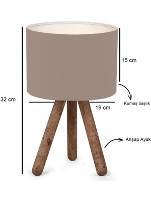 Art&Gift Tasarım Ahşap Silindir Başlıklı Kumaş Abajur AYD-2942