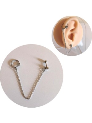 Bylin Cerrahi Çelik Silver Zincirli Piercing