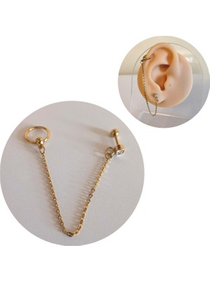 Bylin Cerrahi Çelik Gold Zincirli Piercing