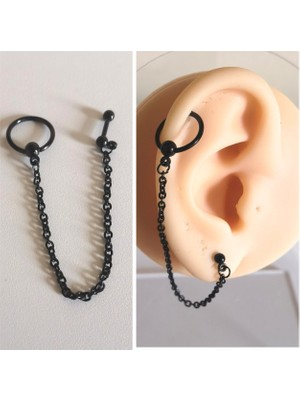 Bylin Cerrahi Çelik Black Zincirli Piercing