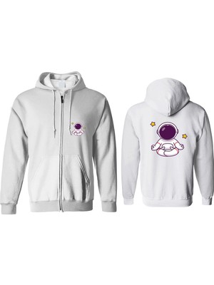 Astak Astronot Yoga Fermuarlı Kapşonlu Sweatshirt BLL1898