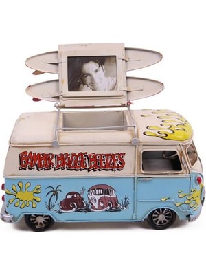 KENPAZAR Sinerji Shop Dekoratif Metal Minibüs Kalemlik ve Çerçeveli Hediyelik