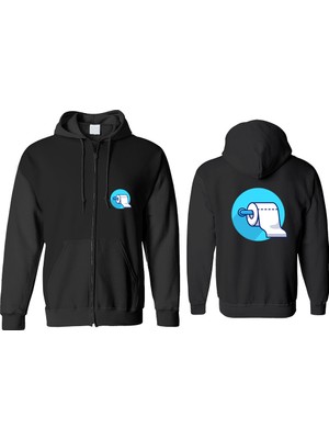 Tuvalet Kağıdı Fermuarlı Kapşonlu Sweatshirt BLL1320