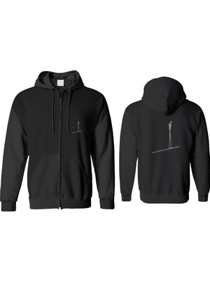 Ipin Üstünde Yürüyen Adam Fermuarlı Kapşonlu Sweatshirt BLL1401