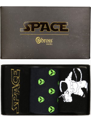 Bross Space Collection Kutulu 3lü Erkek Çorabı 1