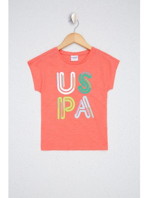 U.S. Polo Assn. Kız Çocuk Nar Çiçeği T Shirt