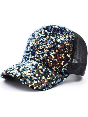 Afun Siyah Gökkuşağı Sequins Beyzbol Şapkası Kadınlar Içın Yaz Pamuk Şapka Kızlar Snapback Hip Hop Şapka Gorras Casquette Bones Kız Parti Şapkası  (Yurt Dışından)