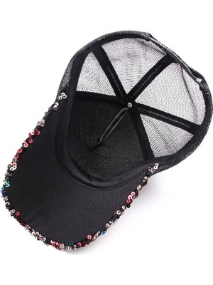 Afun Siyah Gökkuşağı Sequins Beyzbol Şapkası Kadınlar Içın Yaz Pamuk Şapka Kızlar Snapback Hip Hop Şapka Gorras Casquette Bones Kız Parti Şapkası  (Yurt Dışından)