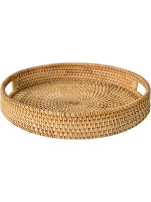 Dolity 32x5cm Hasır Rattan Yuvarlak Depolama Tepsisi (Yurt Dışından)