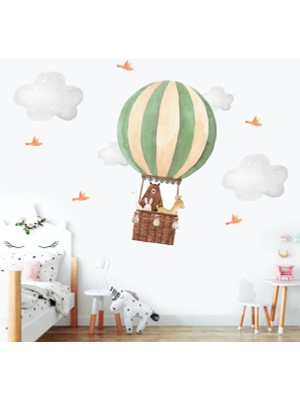 Kt Grup Sevimli Dostlar ve Uçan Balon Çocuk Odası Duvar Sticker 