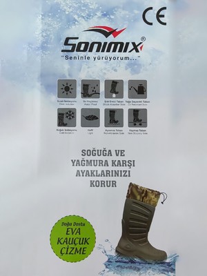 Sonimix Eva Termal Avcı Çizme Haki -30 Derece Soğuğa Dayanıklı