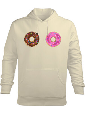 Tisho Hierro Blanco-Donuts Erkek Kapüşonlu Hoodie Sweatshirt