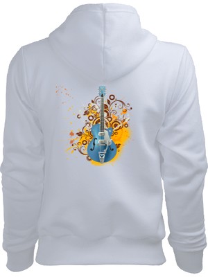 Tisho Gitar Baskılı Bayan Kapşonlu Sweat  Kadın Kapşonlu Hoodie Sweatshirt