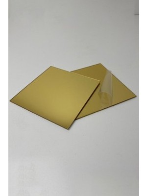 dekoralife Dekoratif Pleksi Ayna- Gold  20X20 cm (2 Adet)