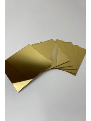 dekoralife Dekoratif Pleksi Ayna- Gold  20X20 cm (2 Adet)