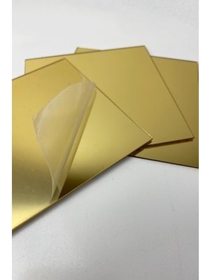 dekoralife Dekoratif Pleksi Ayna- Gold  20X20 cm (2 Adet)