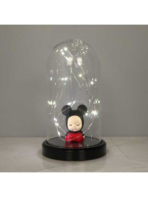 By-Lamp Işıklı Cam Fanus Mickey Bebek Figürlü Lamba