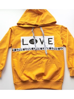 Yaskan Kız Çocuk Kapüşonlu Oversize Love Sweatshirt