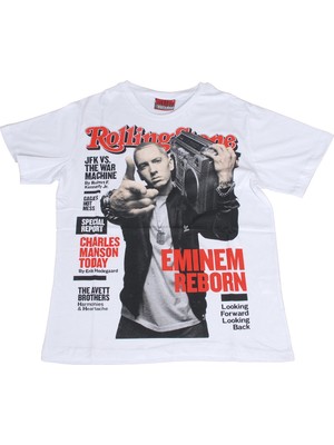 Atlantis Rolling Stone Eminem Tişört Beyaz