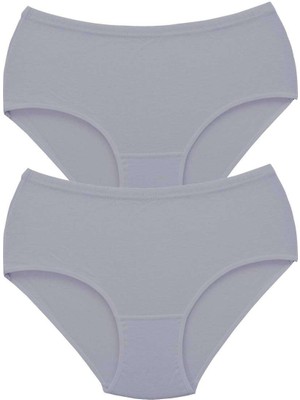 Royaleks 2 Adet Tutku Kadın Yüksek Bel Bato Kalın Lastik Külot Gri