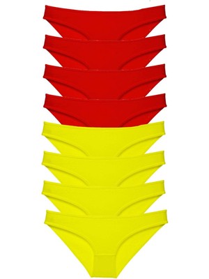 Royaleks 8 Adet Süper Eko Set Likralı Kadın Slip Külot Sarı Kırmızı