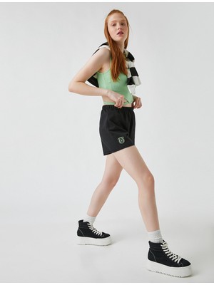 Koton Beli Lastikli Baskılı Şort