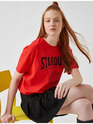 Koton Kadın Baskılı Kısa Kollu Pamuklu Tişört